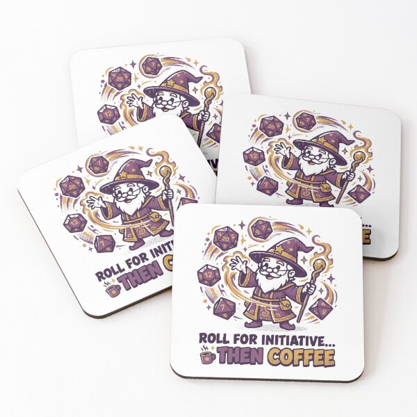 Item preview, Roll For Initiative Then Coffee Funny Tabletop RPG Wizard designed and sold by AmberlightArt.