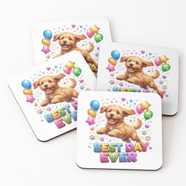 Item preview, Best Day Ever Happy Puppy Celebration Art designed and sold by pradeepvisuals.