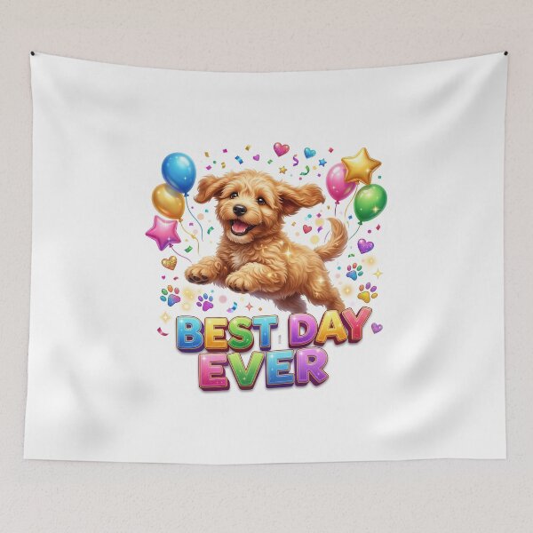Item preview, Best Day Ever Happy Puppy Celebration Art designed and sold by pradeepvisuals.