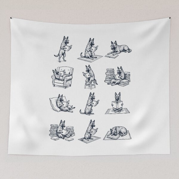 Item preview, Vintage Dutch Shepherd Book Reader Reading Dog Lover designed and sold by dian-rody-crest.