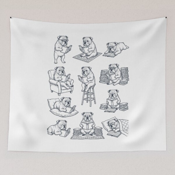 Item preview, Vintage English Bulldog Book Reader Reading Dog Lover designed and sold by dian-rody-crest.