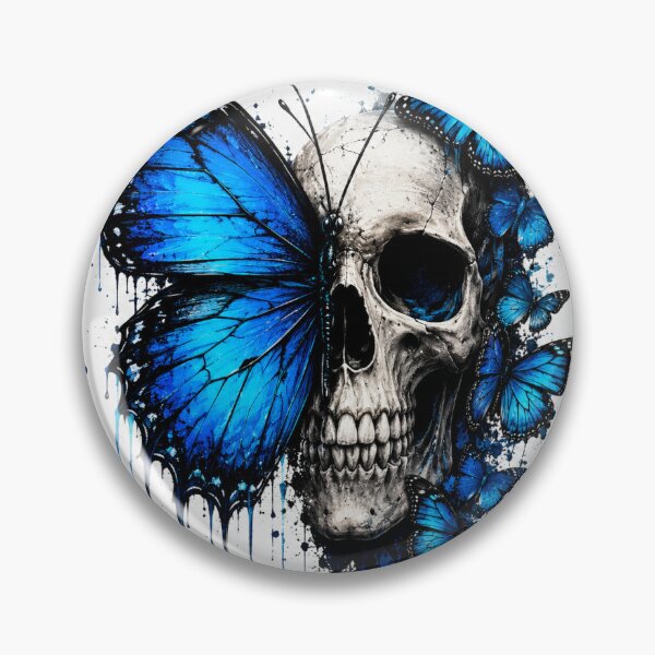 Item preview, Blue Butterfly Skull Gothic Splatter Art designed and sold by Ak-art-shop.