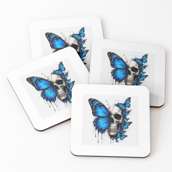 Item preview, Blue Butterfly Skull Gothic Splatter Art designed and sold by Ak-art-shop.