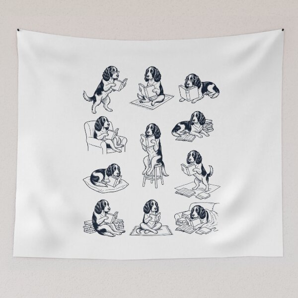 Item preview, Vintage English Springer Spaniel Book Reader Reading Dog Lover designed and sold by dian-rody-crest.