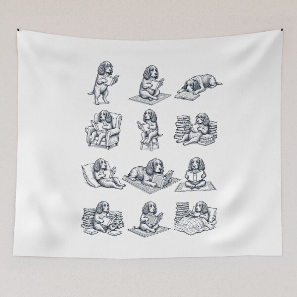 Item preview, Vintage Field Spaniel Book Reader Reading Dog Lover designed and sold by dian-rody-crest.