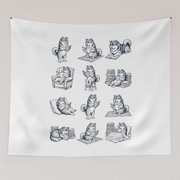 Item preview, Vintage Finnish Lapphund Book Reader Reading Dog Lover designed and sold by dian-rody-crest.