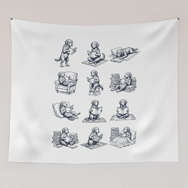 Item preview, Vintage Flat Coated Retriever Book Reader Reading Dog Lover designed and sold by dian-rody-crest.