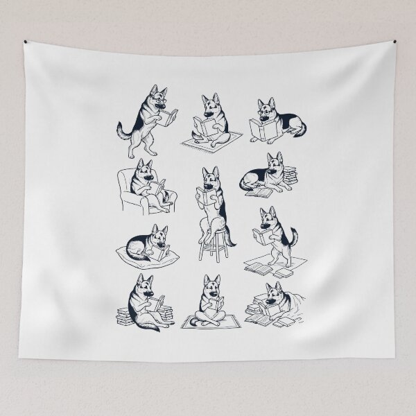 Item preview, Vintage German Shepherd Book Reader Reading Dog Lover designed and sold by dian-rody-crest.