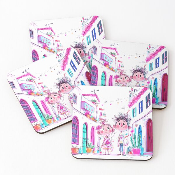 Item preview, Two Kids in Colorful Street designed and sold by MyCalmDraw.