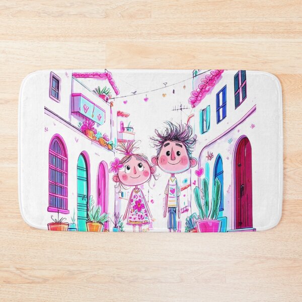 Item preview, Two Kids in Colorful Street designed and sold by MyCalmDraw.