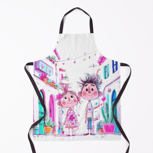 Item preview, Two Kids in Colorful Street designed and sold by MyCalmDraw.