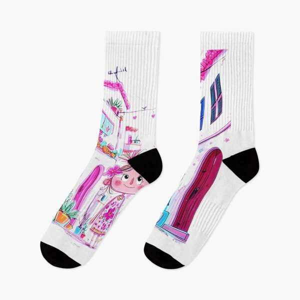 Item preview, Two Kids in Colorful Street designed and sold by MyCalmDraw.