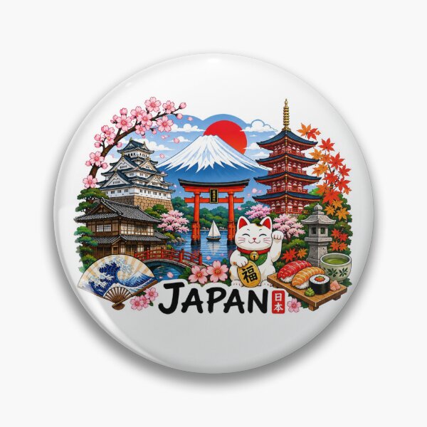 Item preview, Japan - Mount Fuji, Pagoda & Lucky Cat designed and sold by Myra365Art.