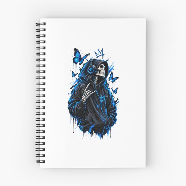 Item preview, Gothic Skeleton Hoodie Blue Butterflies Headphones Art designed and sold by Ak-art-shop.