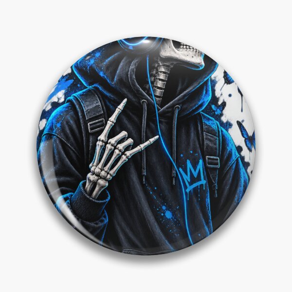 Item preview, Gothic Skeleton Hoodie Blue Butterflies Headphones Art designed and sold by Ak-art-shop.