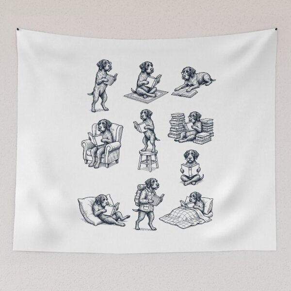 Item preview, Vintage German Wirehaired Pointer Book Reader Reading Dog Lover designed and sold by dian-rody-crest.