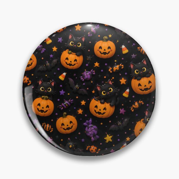 Item preview, Cute Black Cat & Pumpkin Halloween Pattern designed and sold by TinyWeird.