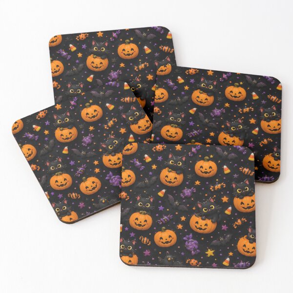 Item preview, Cute Black Cat & Pumpkin Halloween Pattern designed and sold by TinyWeird.
