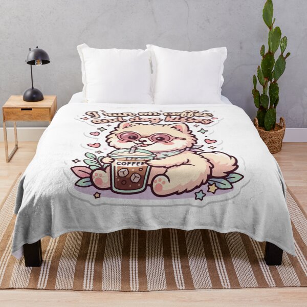 Item preview, I Run On Coffee And Dog Kisses Cute Kawaii Puppy designed and sold by AmberlightArt.
