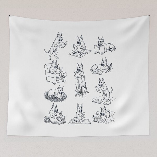 Item preview, Vintage Great Dane Book Reader Reading Dog Lover designed and sold by dian-rody-crest.