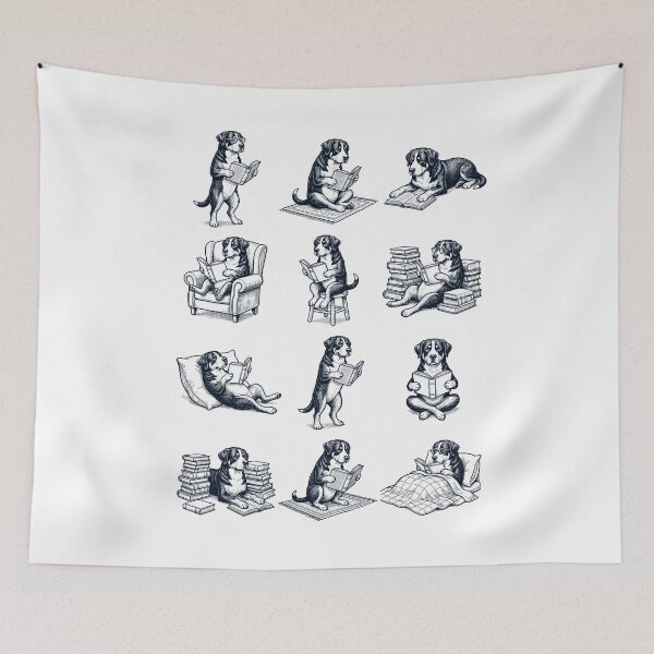 Item preview, Vintage Greater Swiss Mountain Dog Book Reader Reading Dog Lover designed and sold by dian-rody-crest.