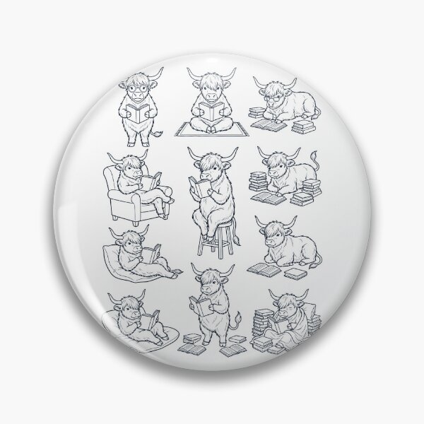 Item preview, Vintage Highland Cow Book Reader Reading Animal Lover designed and sold by dian-rody-crest.