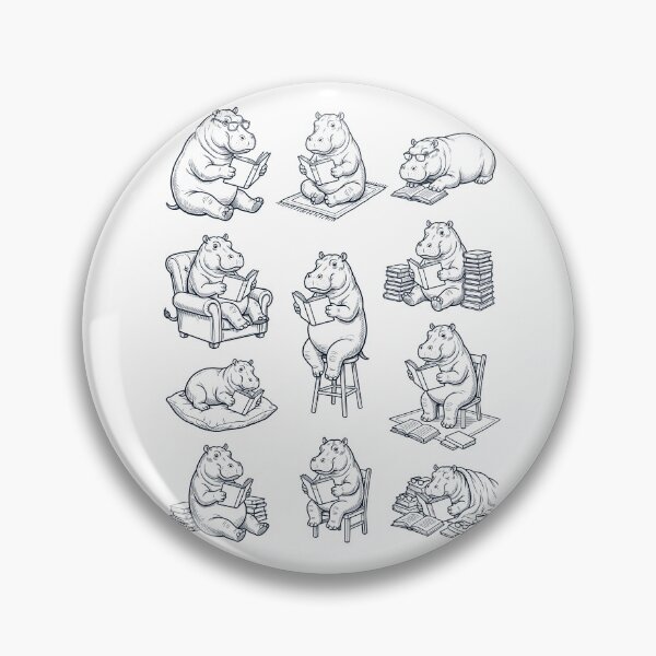 Item preview, Vintage Hippo Book Reader Reading Animal Lover designed and sold by dian-rody-crest.