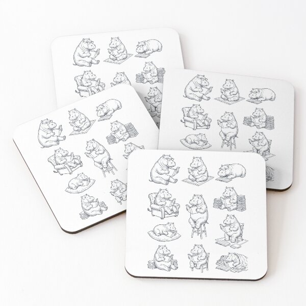 Item preview, Vintage Hippo Book Reader Reading Animal Lover designed and sold by dian-rody-crest.