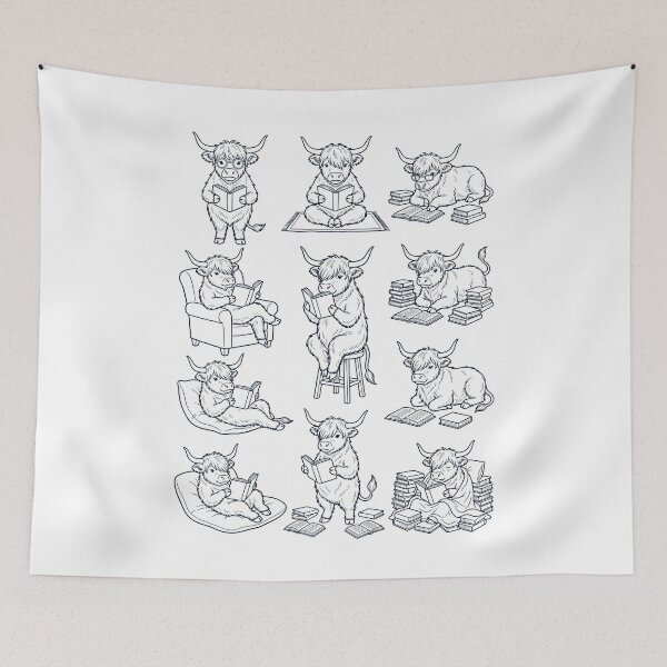 Item preview, Vintage Highland Cow Book Reader Reading Animal Lover designed and sold by dian-rody-crest.
