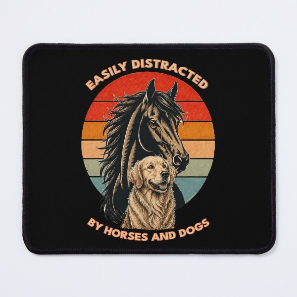 Item preview, Easily Distracted by Horses and Dogs | Golden Retriever | Retro Sunset Vintage Country Farm Life Graphic designed and sold by Made by Tamar.