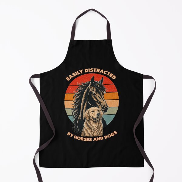 Item preview, Easily Distracted by Horses and Dogs | Golden Retriever | Retro Sunset Vintage Country Farm Life Graphic designed and sold by Made by Tamar.