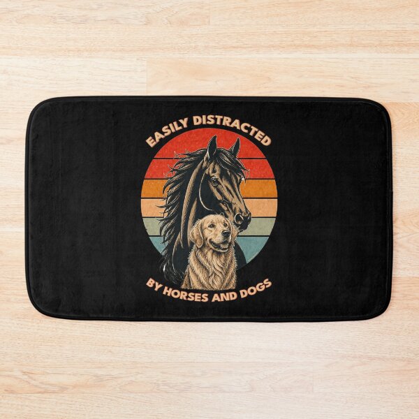 Item preview, Easily Distracted by Horses and Dogs | Golden Retriever | Retro Sunset Vintage Country Farm Life Graphic designed and sold by Made by Tamar.