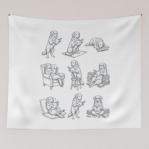 Item preview, Vintage Hovawart Book Reader Reading Dog Lover designed and sold by dian-rody-crest.
