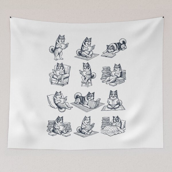 Item preview, Vintage Icelandic Sheepdog Book Reader Reading Dog Lover designed and sold by dian-rody-crest.