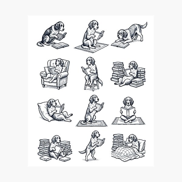 Item preview, Vintage Irish Red And White Setter Book Reader Reading Dog Lover designed and sold by dian-rody-crest.