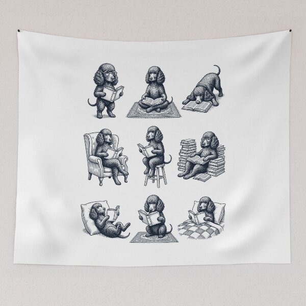 Item preview, Vintage Irish Water Spaniel Book Reader Reading Dog Lover designed and sold by dian-rody-crest.