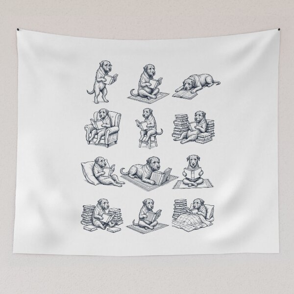 Item preview, Vintage Irish Wolfhound Book Reader Reading Dog Lover designed and sold by dian-rody-crest.