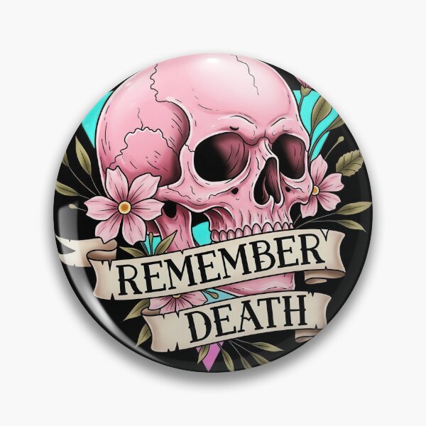 Item preview, Remember Death Pink Skull and Pink Flowers Leaves designed and sold by nuel-art.