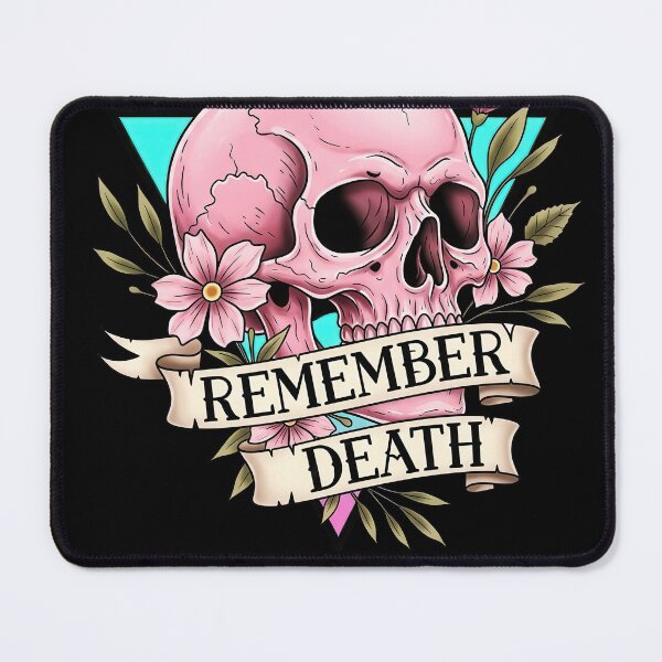 Item preview, Remember Death Pink Skull and Pink Flowers Leaves designed and sold by nuel-art.
