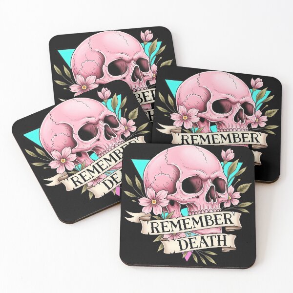 Item preview, Remember Death Pink Skull and Pink Flowers Leaves designed and sold by nuel-art.