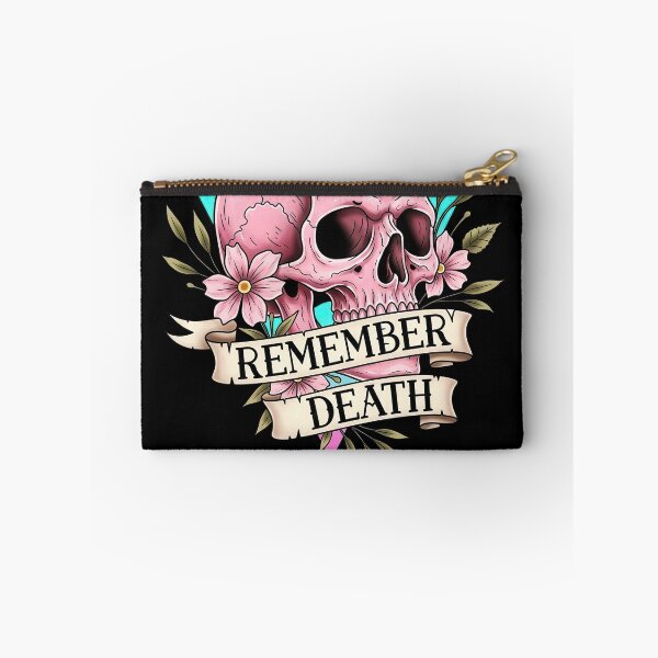 Item preview, Remember Death Pink Skull and Pink Flowers Leaves designed and sold by nuel-art.