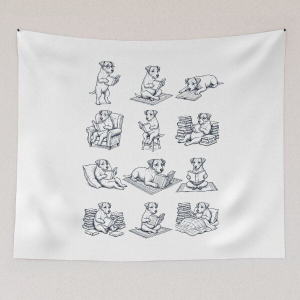 Item preview, Vintage Jack Russell Terrier Book Reader Reading Dog Lover designed and sold by dian-rody-crest.