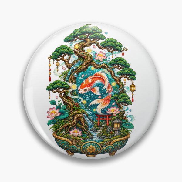 Item preview, Enchanted Koi Pond Bonsai | Japanese Zen Garden Koi Fish & Sacred Tree Art designed and sold by MrDev.