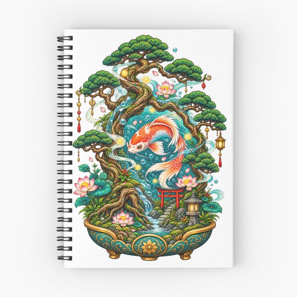 Item preview, Enchanted Koi Pond Bonsai | Japanese Zen Garden Koi Fish & Sacred Tree Art designed and sold by MrDev.