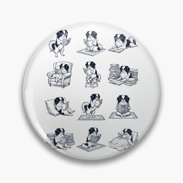 Item preview, Vintage Japanese Chin Book Reader Reading Dog Lover designed and sold by dian-rody-crest.