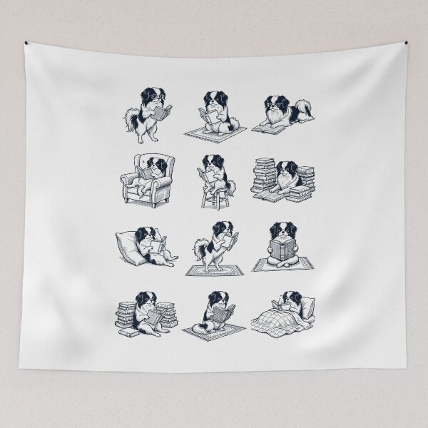 Item preview, Vintage Japanese Chin Book Reader Reading Dog Lover designed and sold by dian-rody-crest.