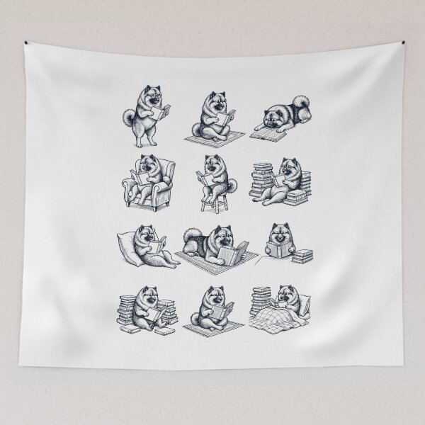 Item preview, Vintage Keeshond Book Reader Reading Dog Lover designed and sold by dian-rody-crest.