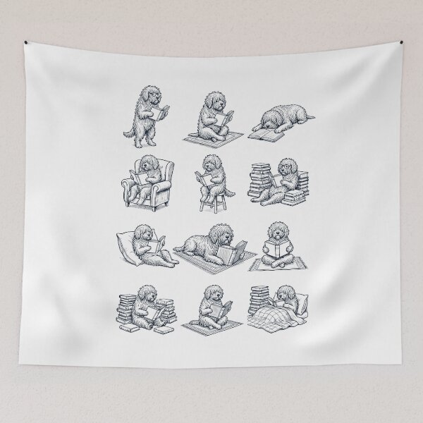 Item preview, Vintage Komondor Book Reader Reading Dog Lover designed and sold by dian-rody-crest.