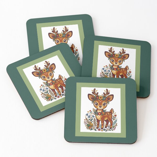Item preview, Gentle Deer with Flowers designed and sold by amusefullife.