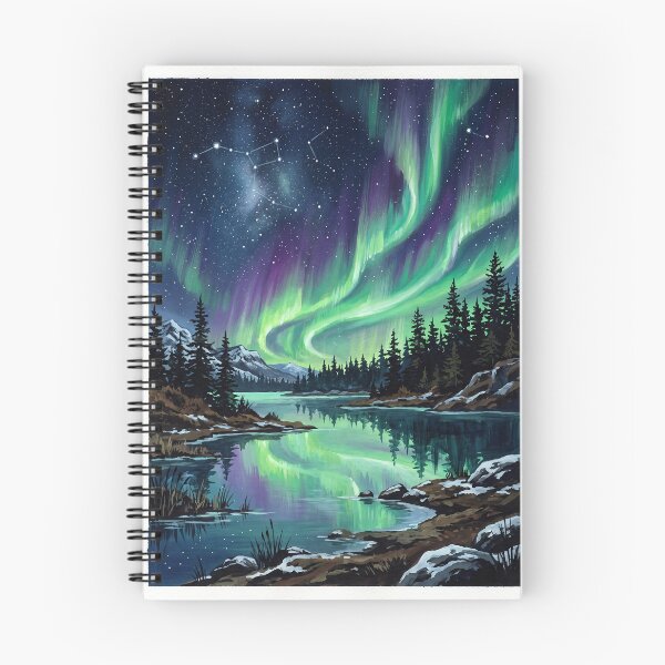 Item preview, Vibrant Aurora Lake Reflection - Arctic Night Landscape designed and sold by MissoStudio.